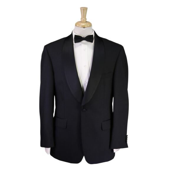 Jos A Bank Reserve Black Shawl Lapel Wool Silk Tailored Fit Tuxedo Jacket 42R - Picture 1 of 11